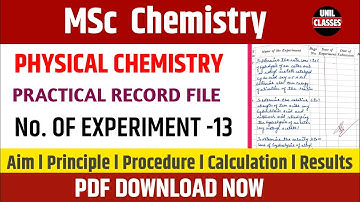 MSc Chemistry physical Chemistry practical file pdf download l @UNILCLASSES