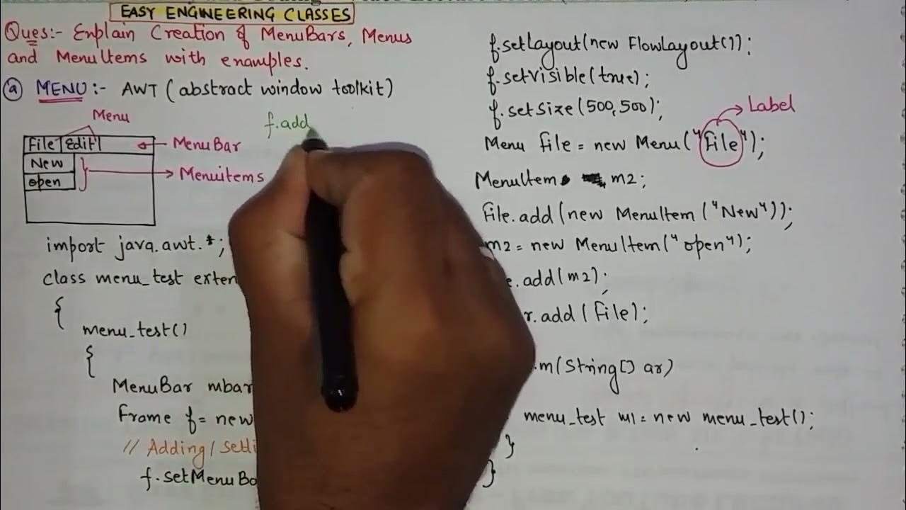 Java questions for semester exams part 8 questions on awt menu