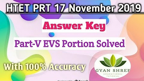 HTET PRT Level-1 17 November 2019| Part-V EVS Portion Solved| With 100% Accuracy