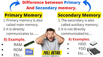 Difference between Primary memory and secondary memory | Primary VS Secondary memory | Memory