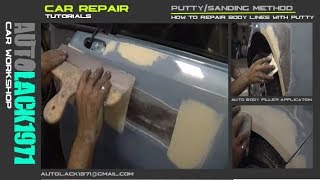 Car repair (putty sanding method)/Aplicación de masilla, lijado poliester