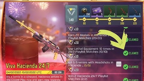 Call Of Duty Mobile Use Lethal Equipment 10 times in Hacienda 24/7 Playlist Matches Task Complete