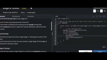 Budget of Technx codechef solution starters 83