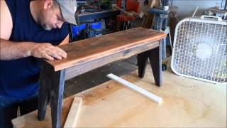 A simple method to do a professional looking finish. Wood finishing a rustic bench. Rustic wood finish.