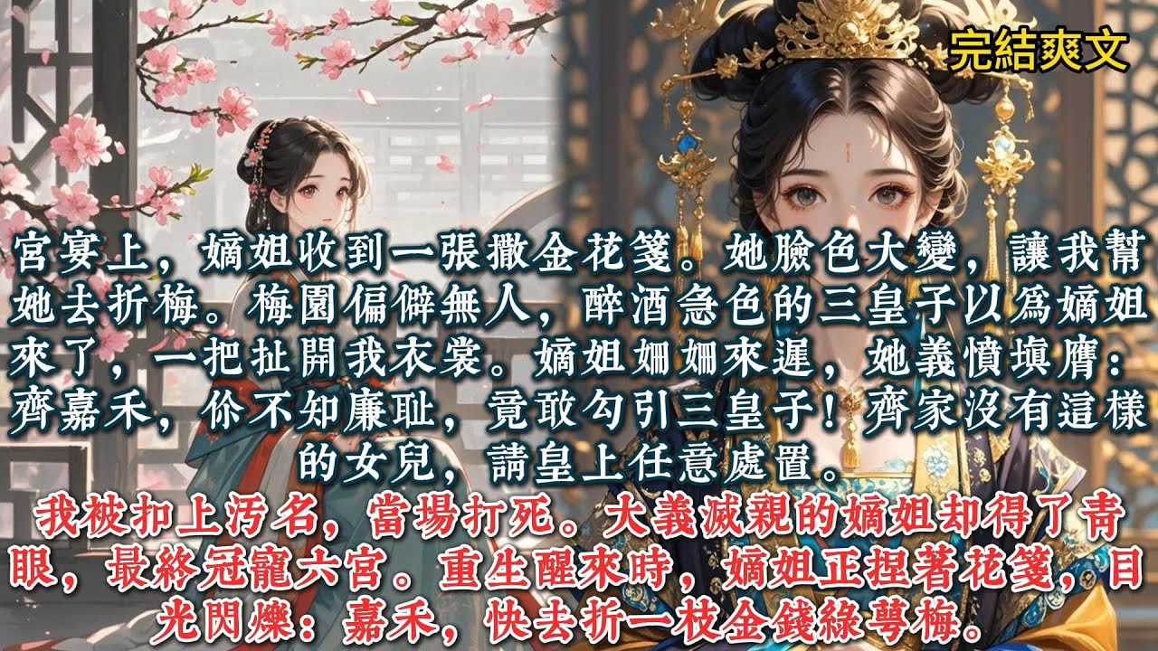《深宫暗香浮》宫宴上,嫡姐收到一张撒金花笺。她脸色大变,让我帮她去折梅。#一口气看完 #小说 #推文 #爽文#古风#小说 - YouTube