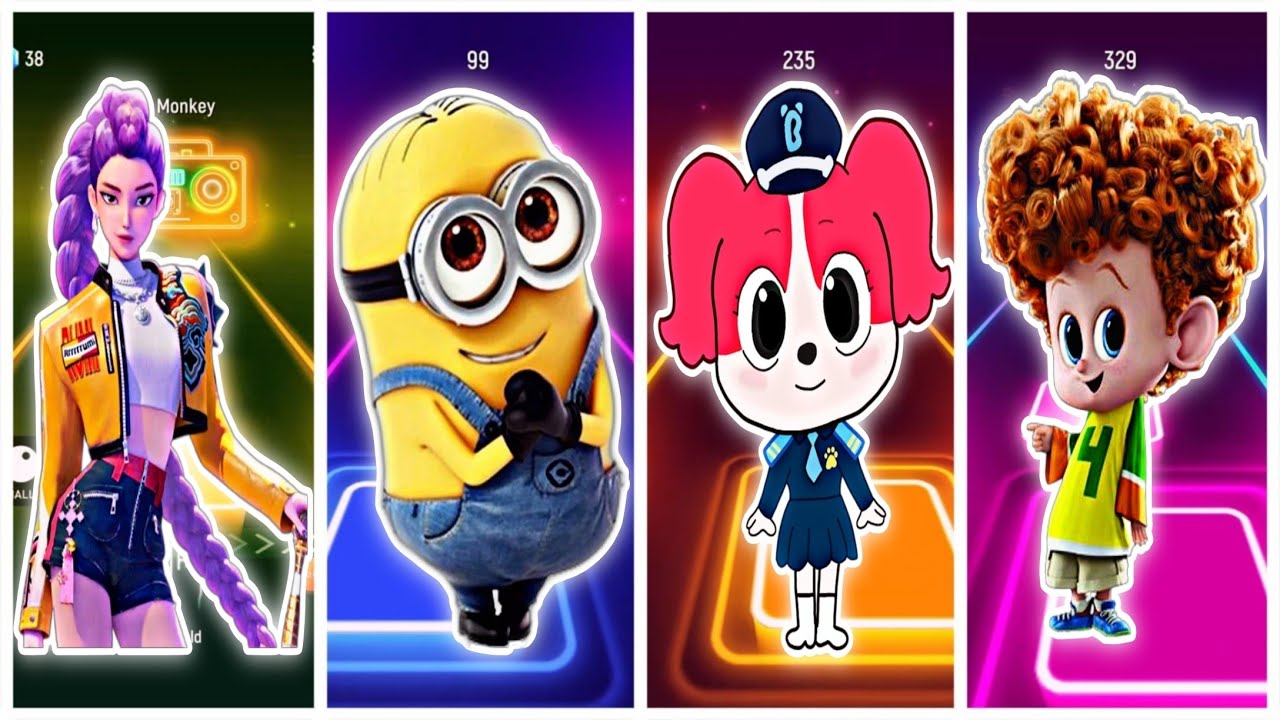 Tiles hop dansing. K-POP demon hunters VS minions VS sheriff labrador VS hotel transylvania. 