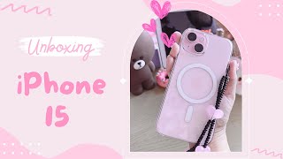 IPHONE 15 (PINK) UNBOXING + ACCESSORIES 🎀🩷 (AESTHETIC)