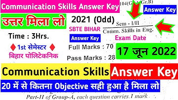 Answer key 💥 | communication skills answer key | bihar polytechnic communication skills answer key