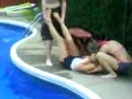 Staci being thrown into pool