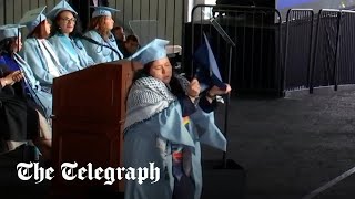 Columbia University student rips up degree in proPalestine protest during graduation