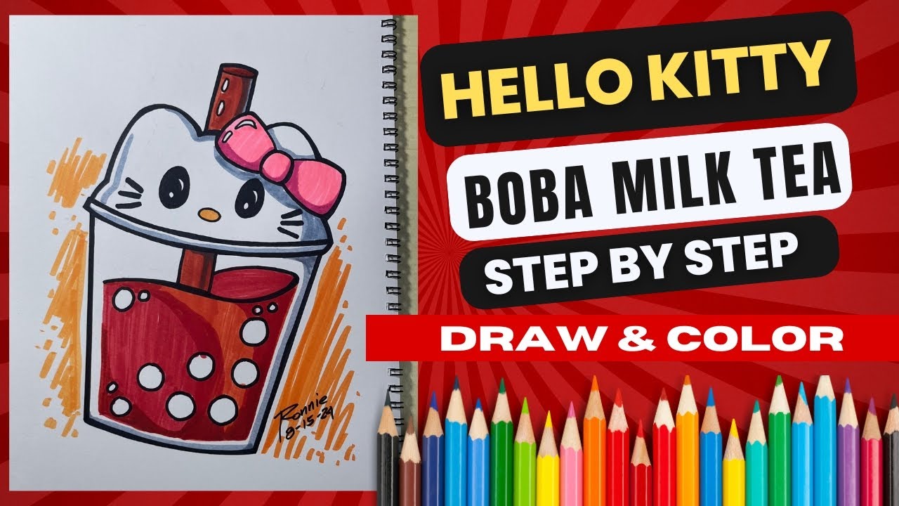 How to Draw Hello Kitty Boba Milk Tea 🧋 Deliciously Fun to Draw! - YouTube