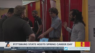 Pitt State students today checked out available jobs in the area at the school's Spring career day