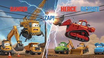 Crane Touches a Power Line! ⚡| Trucks Learn Electrical Safety | Educational Cartoon