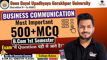 Business Communication | Lec - 13 | most important mcqs | B.com 1st Semester Exam | For DDU