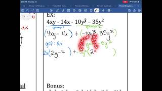 5 4 Factoring polynomials Video Notes part 2