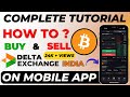 Delta exchange india mobile app buy  sell entry with sl  complete tutorial
