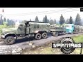 SPINTIRES 2014 New Official Map Flood Map - C 255 Utility Truck + Trailer Rescuing the C 6520 Truck