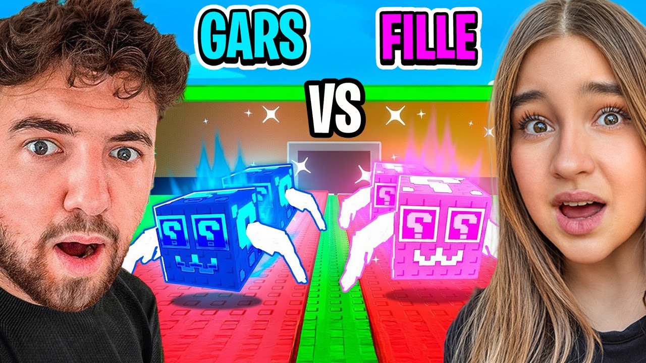 Filles vs Garçons DUEL LUCKY BLOCK (Steal a brainrot)