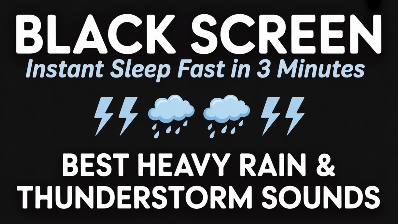 BLACK SCREEN Heavy Rain and Thunder Sounds for Full Night Sleep and Total Relaxation 78