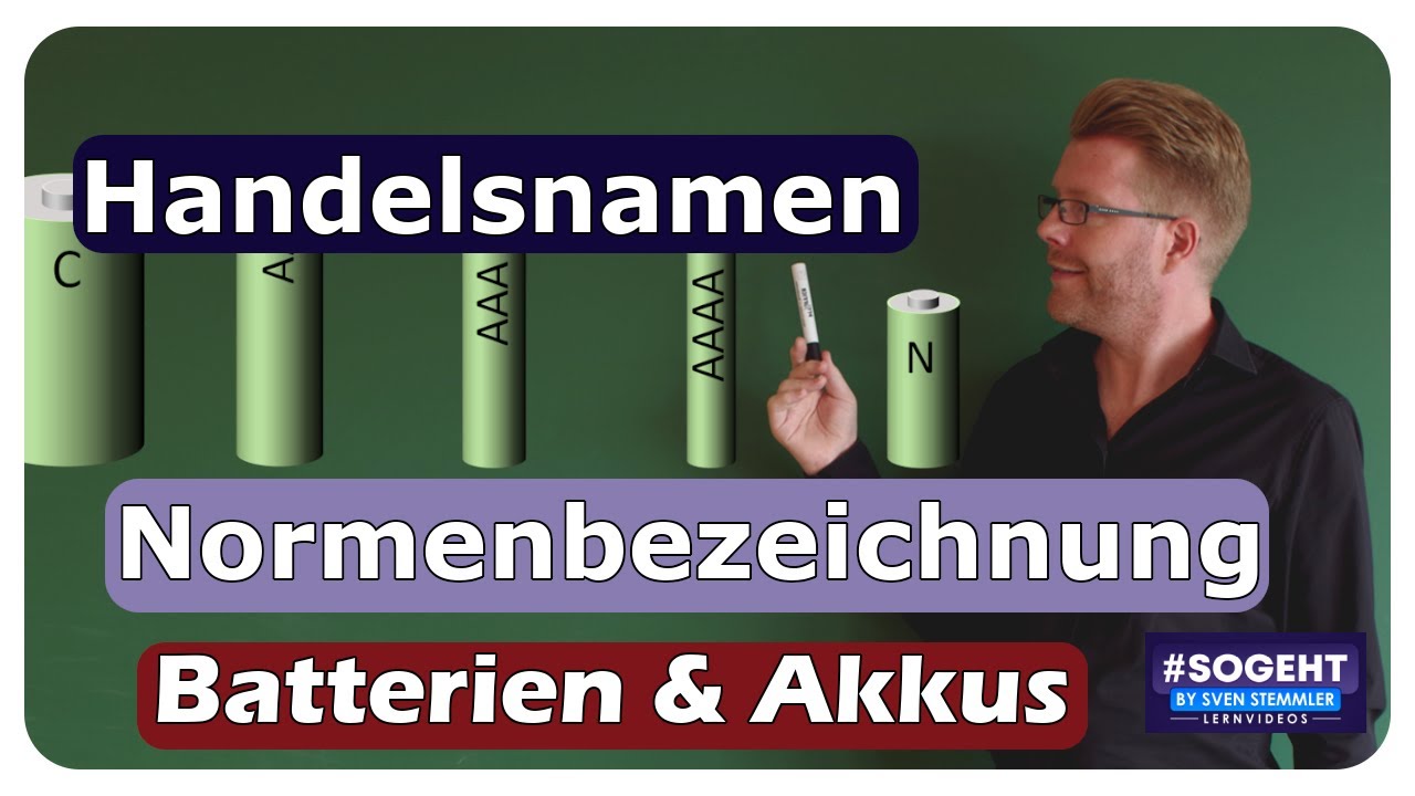 Vorschaubild zum Lernvideo "Batterien und Akkus: Handelsnamen und IEC-Nummern erklärt"