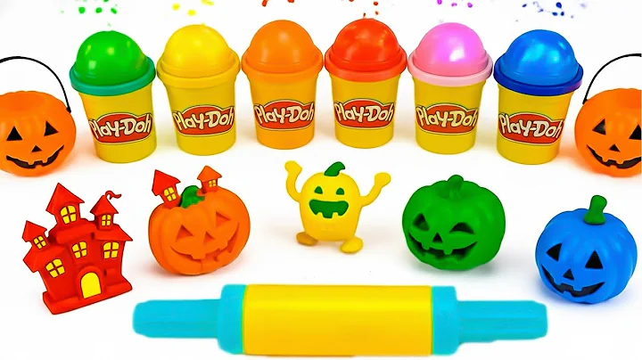 🎃Satisfying Halloween Play Doh Kinetic Sand Ghost & Pumpkin Shapes 👻 Rainbow Sand ASMR