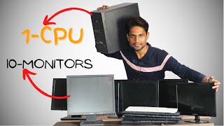 Connect 10-Monitors to 1-CPU in hindi