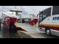 Extreme ferry boarding bus onto ferry