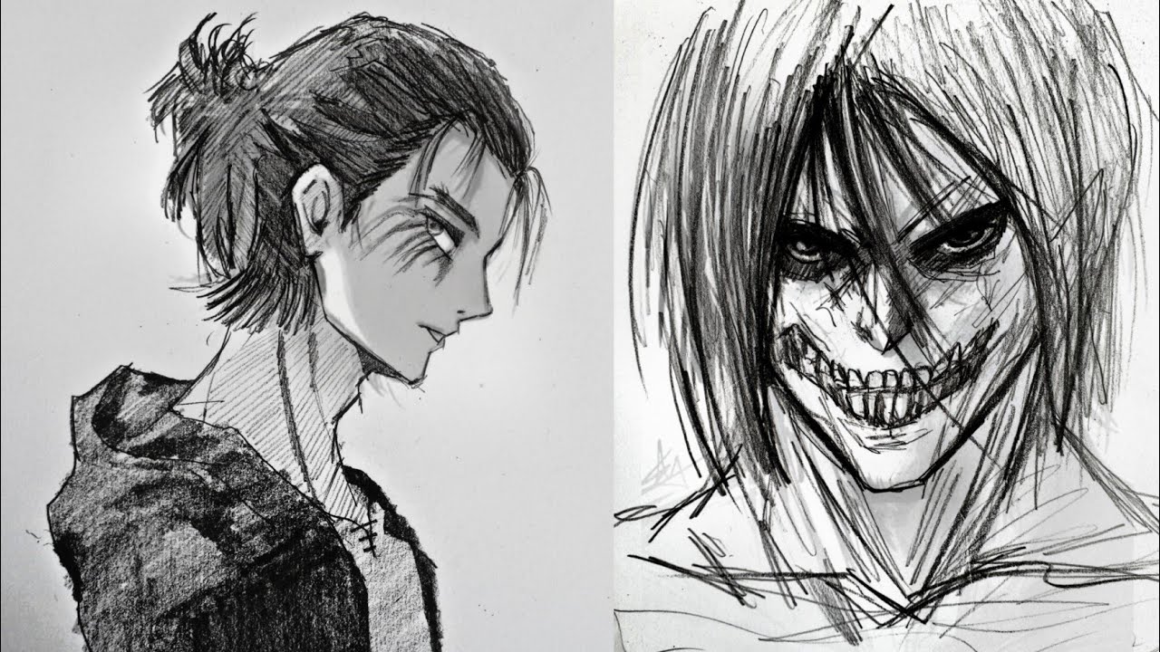 Drawing Eren Yeager - How To Draw Eren Titan Form ? - Attack on Titan
