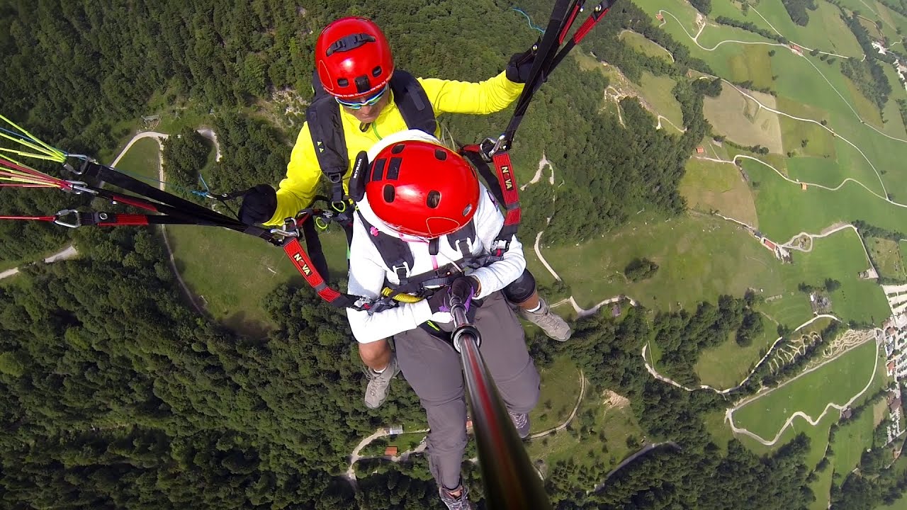 Gleitschirm Tandemflug - Brauneck Lenggries - Deutschland Start mit Seiten Wind