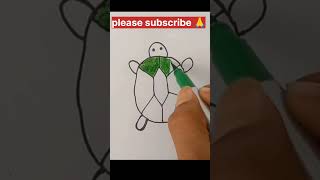 🐢 Easy Turtle Drawing Tutorial 🖍️#turtlewatching