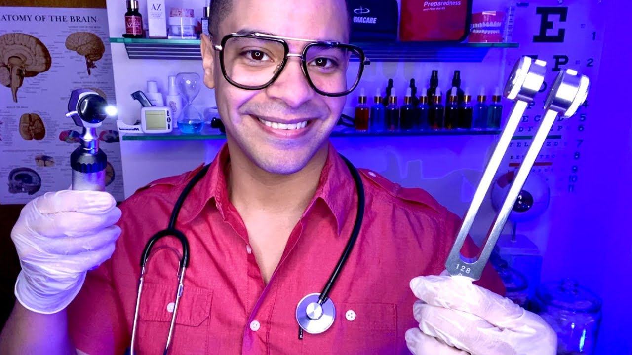 ASMR Doctor Detailed Ear Exam Hearing Test Ear Cleaning Roleplay (Medical Exam Tuning Fork Otoscope)