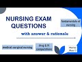 Nursing exam questions  with answers and rationale