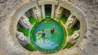 Build Amazing Underground Mansion and Bamboo Swimming Pool By Ancient Skills