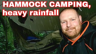 Hammock camping in heavy rain, Hammock, rain, camping,