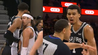 Victor Wembanyama tangled up with Aaron Gordon then gets so heated with ref 😳