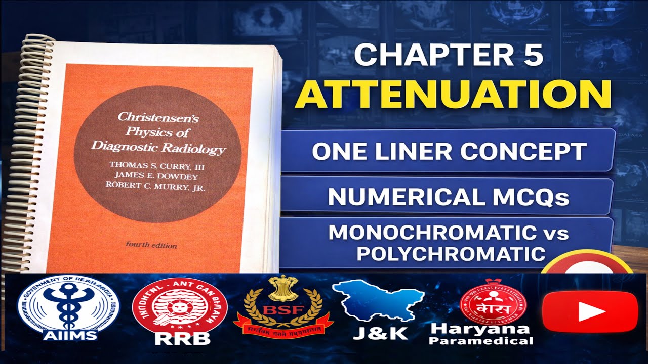 Christensen physics Chapter 5 | X-Ray Attenuation One-Liner Revision + MCQs | AIIMS RRB J&K Haryana