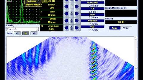 NDT Phased Array Ultrasonic Testing - ISonic 2009 UPA Scope - Sector Scan Long Wave Postprocessing