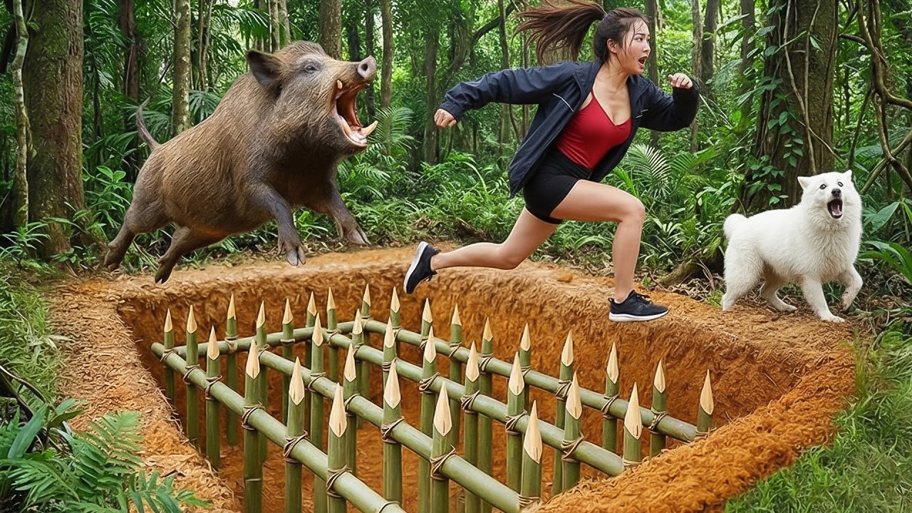 TIMELAPSE: Ferocious Wild Boar Trapped — A Tense Primitive Survival Situation