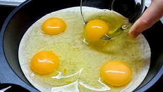 Bedecke die Eier mit einer Tortilla! Leckeres Rezept in 5 Minuten! Neues Frühstücksrezept mit Eier