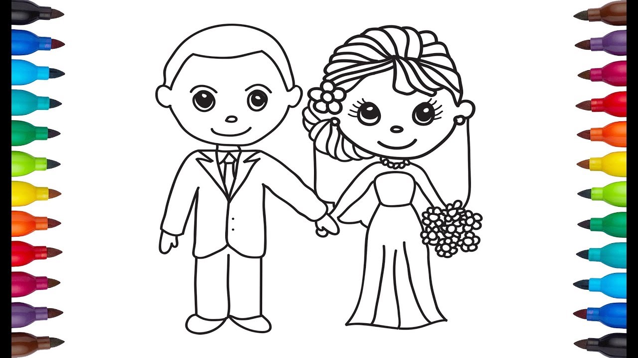 Drawing Bride Groom Bride Groom Drawing Drawing For Kids