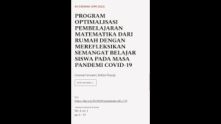 PROGRAM OPTIMALISASI PEMBELAJARAN MATEMATIKA DARI RUMAH DENGAN MEREFLEKSIKAN SEMANGAT... | RTCL.TV