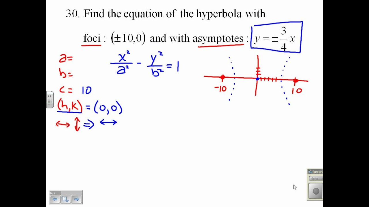 Find the Equation of A Hyperbola Given the Foci and the