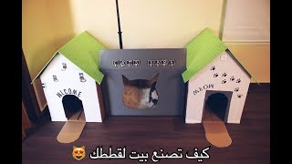 كيف تصنع بيت للقطط بالكرتون (بأقل التكاليف)