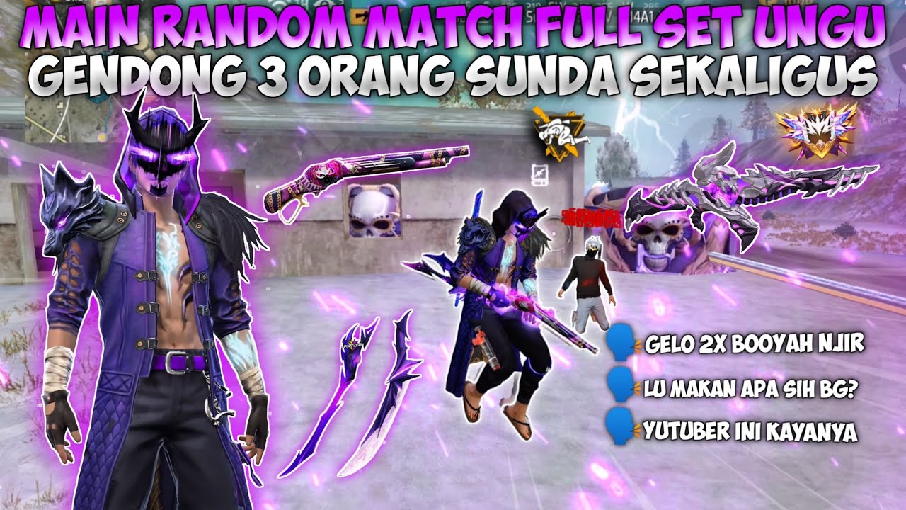 RANDOM MATCH PAKE FULL UNGU?! GENDONG 3 ORANG SUNDA SAMPAI 2X BOOYAH!!