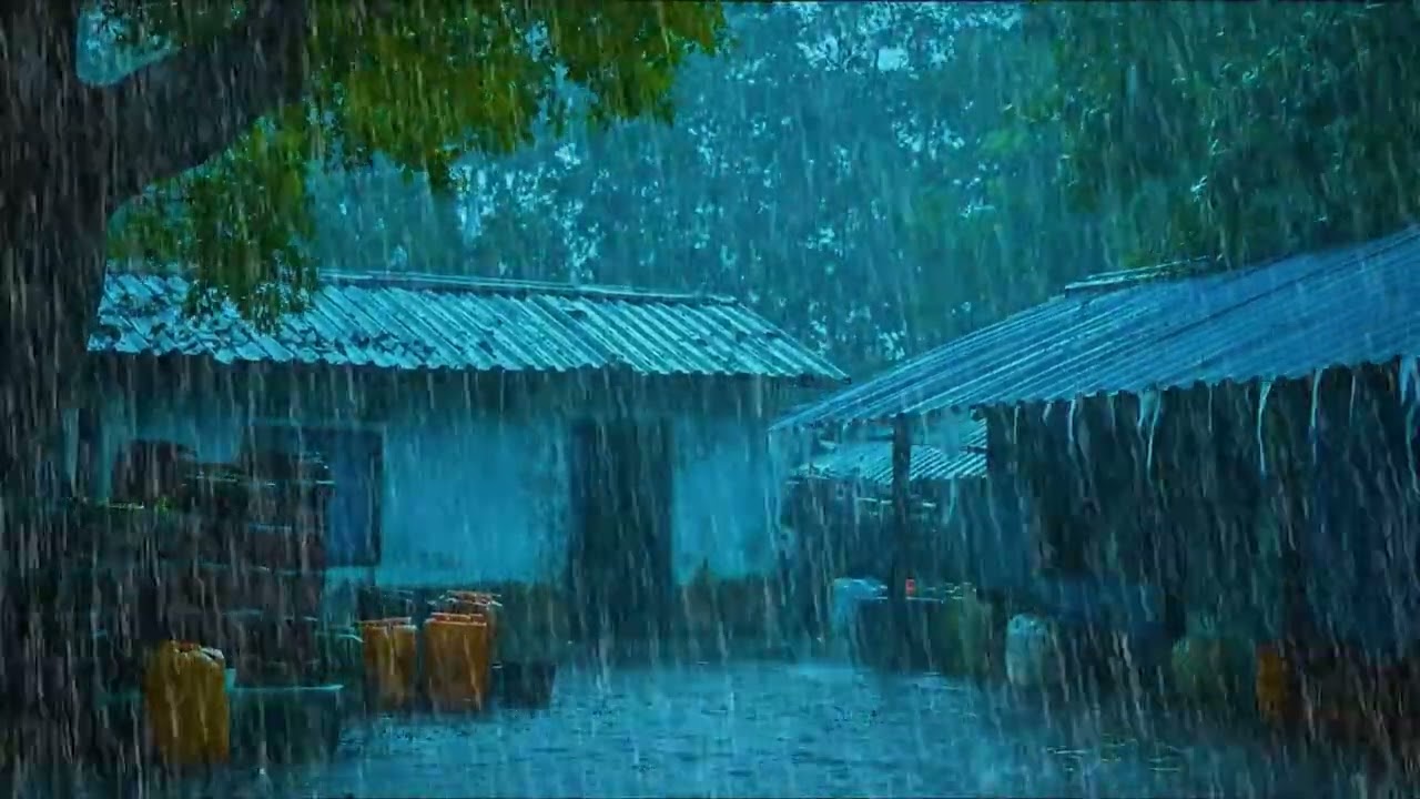 💤Easily Fall Asleep in Just a Few Minutes with Heavy Rain on the Roof and Thunder