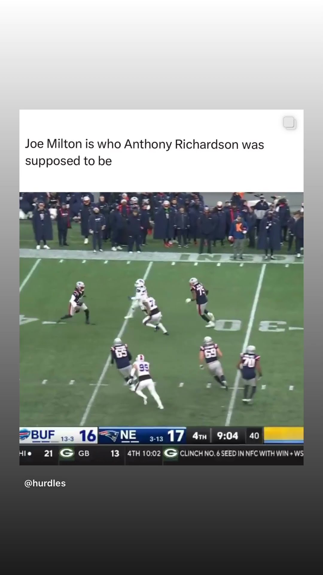 Running for his life #hoodnews #JoeMilton #patriots #buffalobills #NFL #football #shortvideo #omg #i