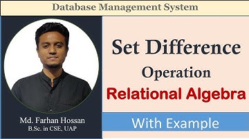 Lec: 44 | Set Difference Operation | Relational Algebra | DBMS | Bangla Tutorial