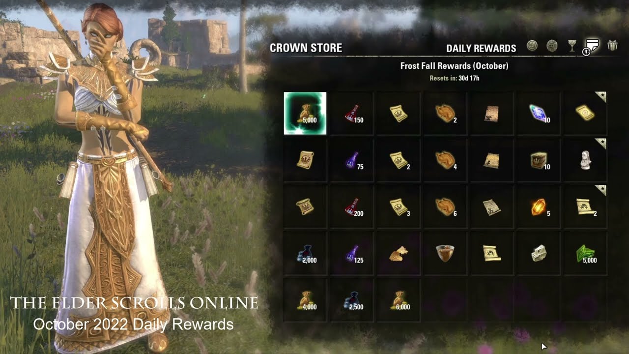 ESO October 2022 Daily Login Rewards