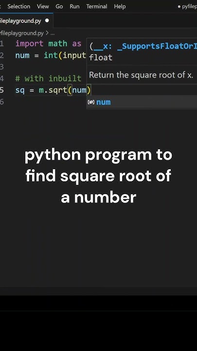 square root program in python #shorts - YouTube