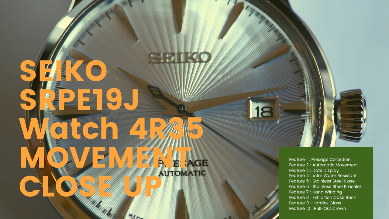 SEIKO SRPE19J Watch 4R35 MOVEMENT CLOSE UP - YouTube